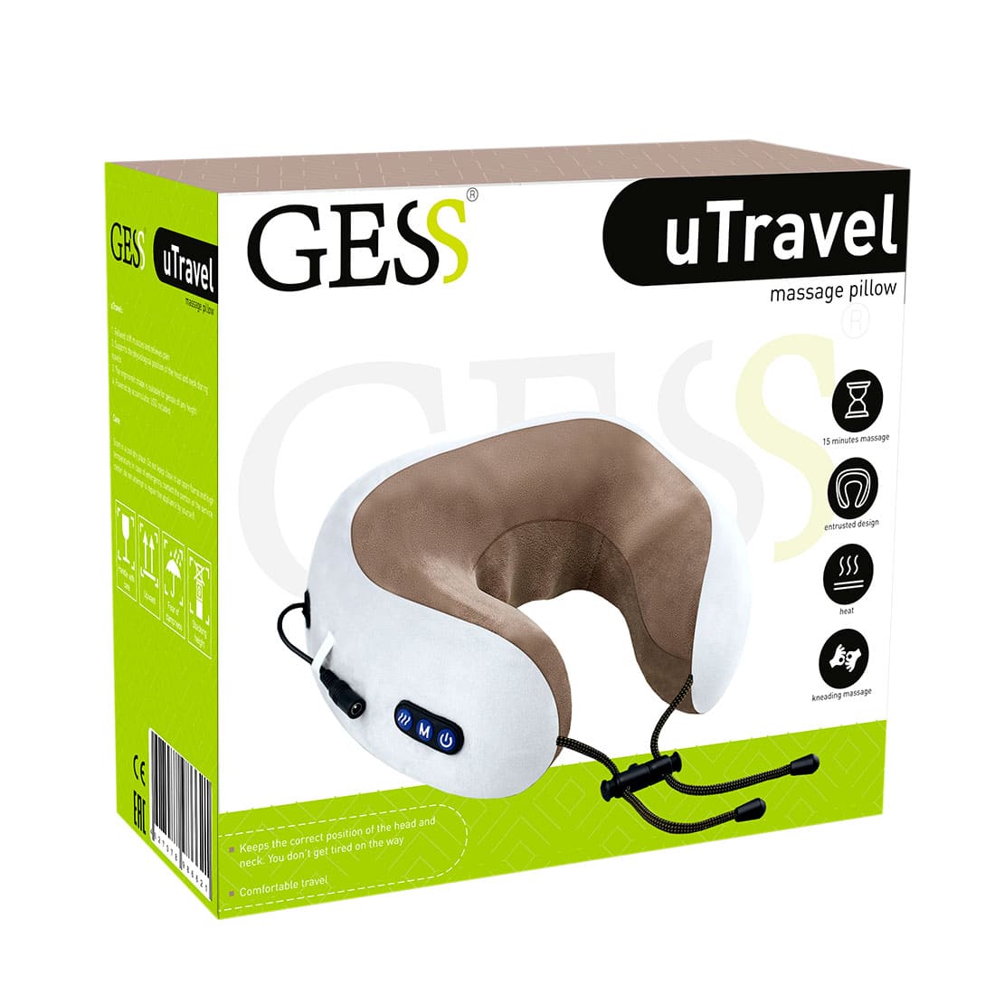 Подушка для путешествий uTravel GESS-136 массажная подушка, прогрев, gray купить в OrtoMir24